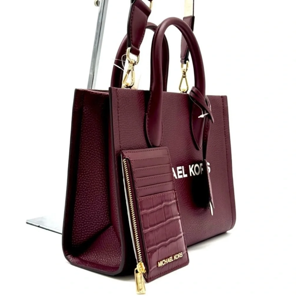 Michael Kors Mirella Small Crossbody Bag & Matching Card Case Wallet Ox Blood